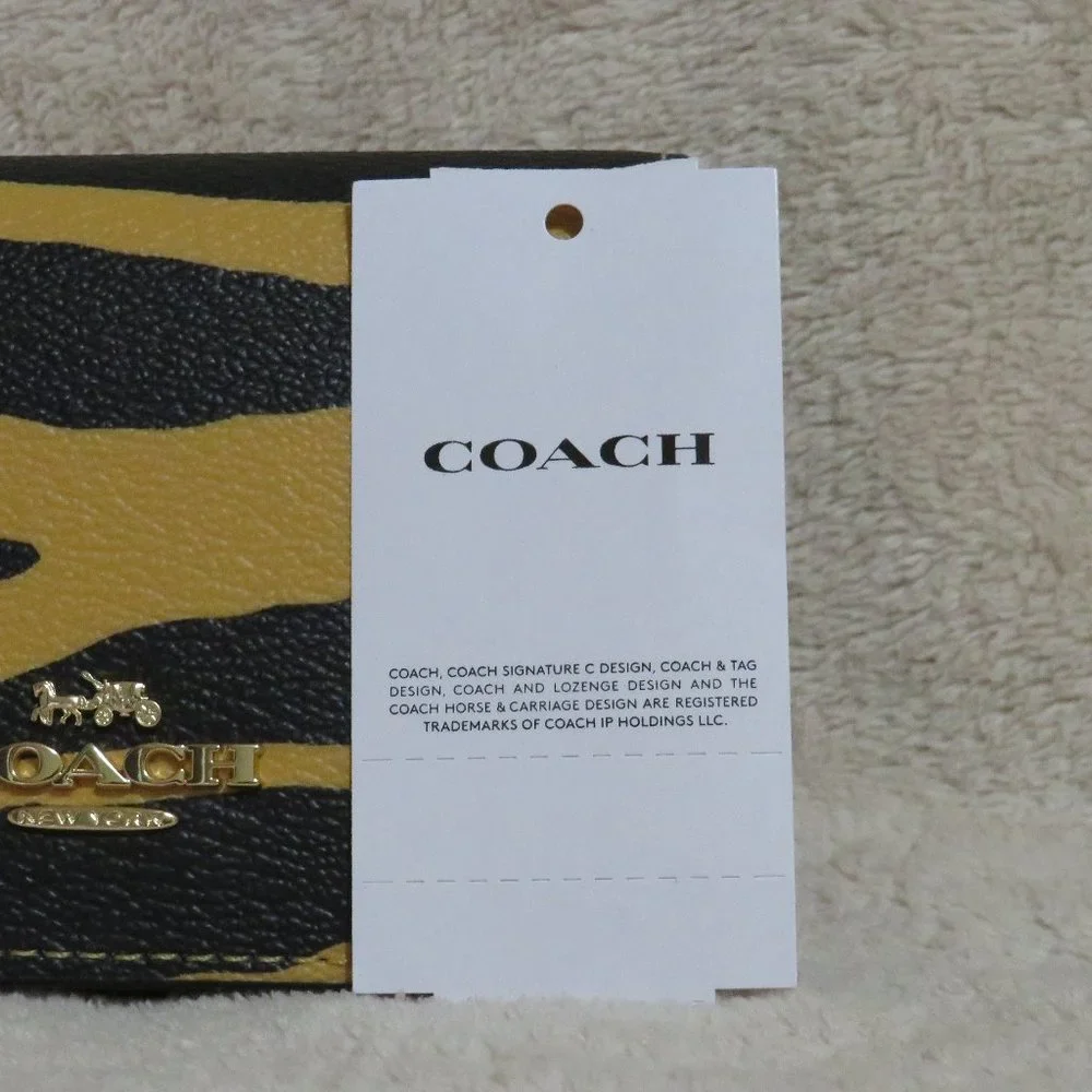 Coach Tiger Print Mini Wallet on a Chain (Honey/Black) - Picture 5 of 5